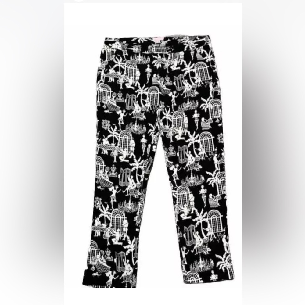 Lilly Pulitzer Late Night Toile Pants black And White Size 6 midnight toile